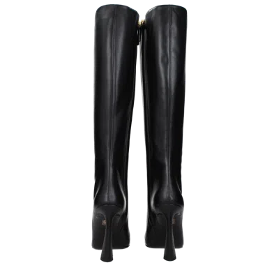Versace Leather High Heel Heel Boot In Black