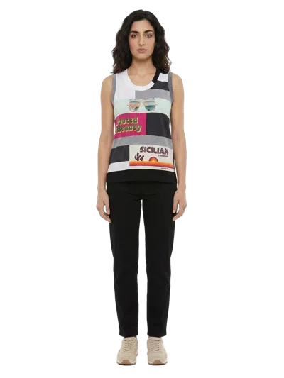 Dolce & Gabbana Woman Tank Top Charcoal Size 10 Cotton In Multi