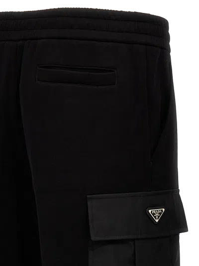 Prada Men Nylon Insert Cargo Joggers In Black
