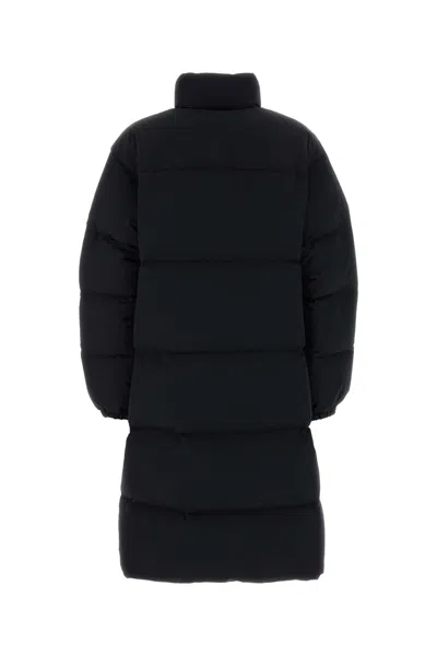 Jil Sander Long-sleeved Stand-up Collar Cotton Coat In Black