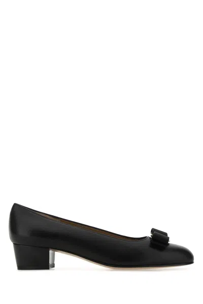 Ferragamo Suede Vara Ballet Flats In Black