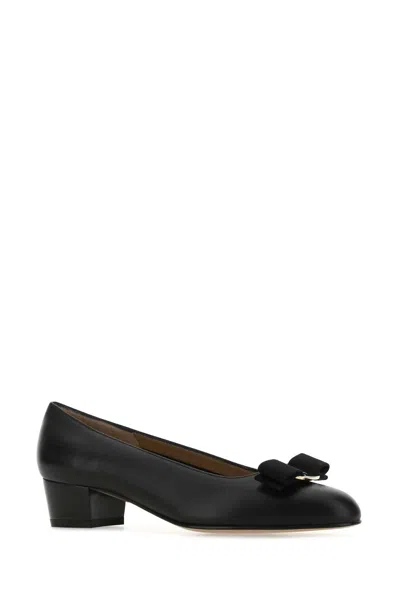 Ferragamo Suede Vara Ballet Flats In Black