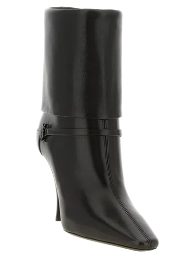 Saint Laurent Niki Embellished Leather Ankle Boots In Black