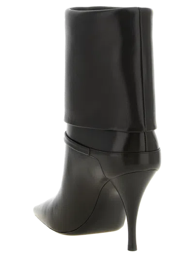 Saint Laurent Niki Embellished Leather Ankle Boots In Black
