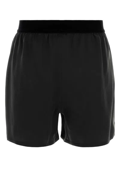 Tom Ford Peach-feel Silk Satin Pj Shorts In Black