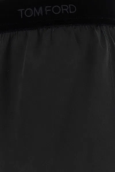 Tom Ford Peach-feel Silk Satin Pj Shorts In Black