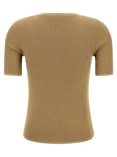 Max Mara Short Sleeve Knit Top Mstsequoia In Brown
