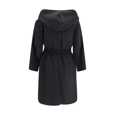Max Mara Studio Wool Drap Robe Coat In Black