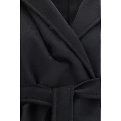 Max Mara Studio Wool Drap Robe Coat In Black