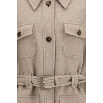 Max Mara Beige Cashmere Coat In Gray
