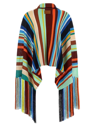 Fendi Multicolor Striped Viscose Poncho In Multicolor