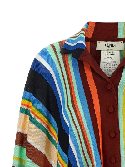 Fendi Multicolor Striped Viscose Poncho In Multicolor
