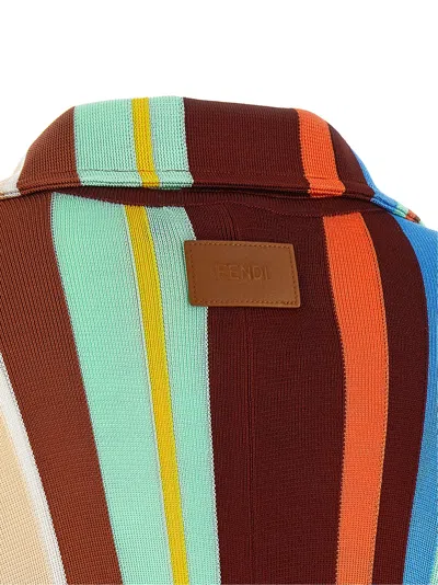 Fendi Multicolor Striped Viscose Poncho In Multicolor