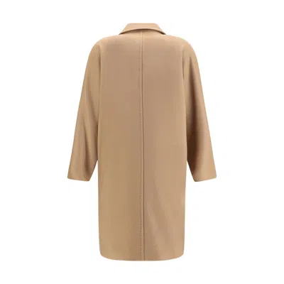 Max Mara Studio Double-breasted Wool Drap Coat In Neutral