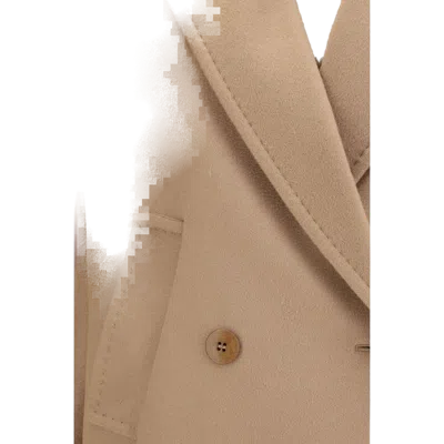 Max Mara Studio Double-breasted Wool Drap Coat In Neutral