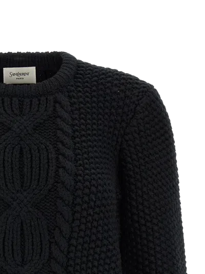 Saint Laurent Wool Sweater With Processing In Black