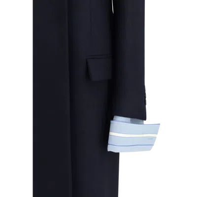 Prada Belted Jacket Embellished Collar Front Pockets In Navy
