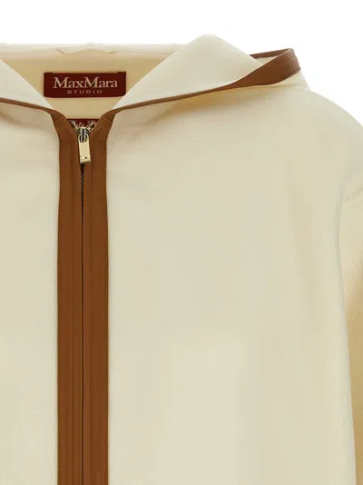 Max Mara Hooded Zip-up Jacket In Neutral