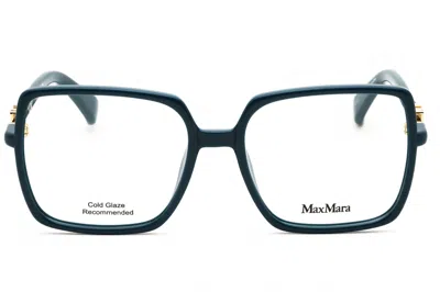 Max Mara Mm5108h Rectangular Logo-plaque Eyeglasses In Turquoise