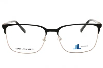 J. Landon Jl50021 Rectangular Metal Frame Eyeglasses In Black