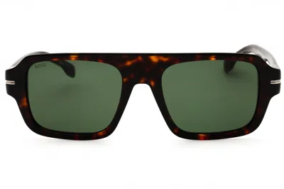 Hugo Boss Boss1595s Tortoiseshell Rectangular Sunglasses In Brown