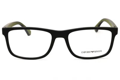 Emporio Armani 0ea3147 Rectangular Propionate Eyeglasses In Black