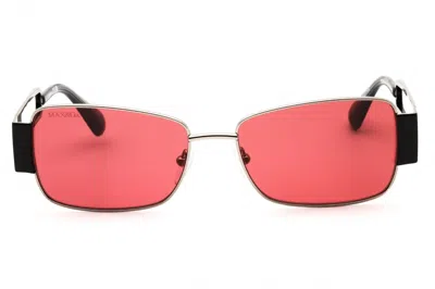 Max & Co Mo0070 Rectangular Rose Gold Metal Sunglasses In Rose Gold