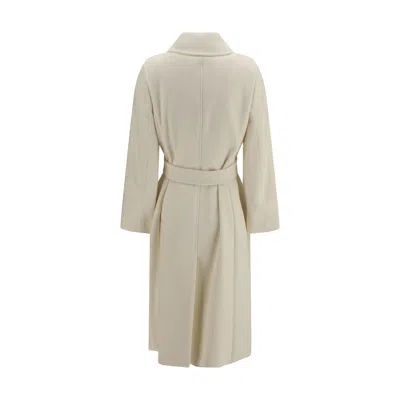 Max Mara Studio Double Breasted Wool Coat In White