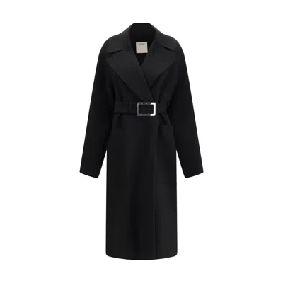 Max Mara Double-faced Wool Coat In Black
