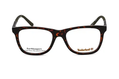 Timberland Tb1723 Tortoiseshell Rectangular Eyeglasses In Brown