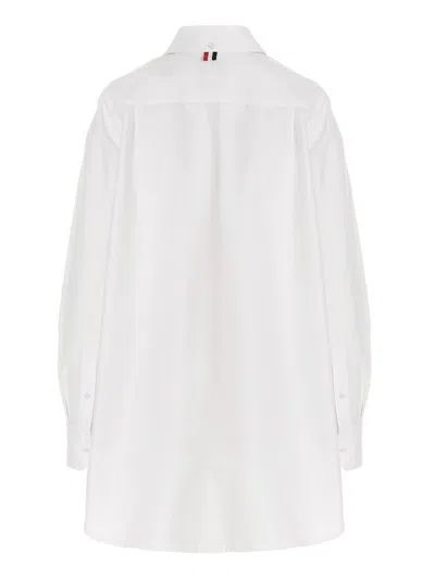 Thom Browne Pussy Bow Cotton Blouse In White