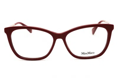 Max Mara Mm5009 Rectangular Acetate Eyeglasses In Burgundy