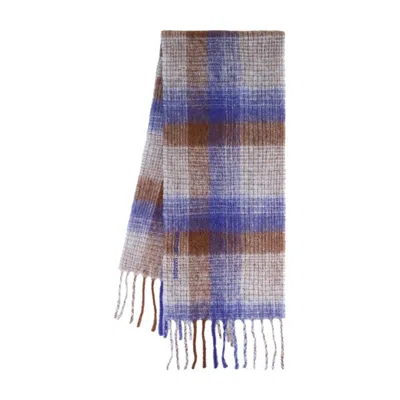 Samsoe & Samsoe Samsøe Samsøe Plaid Wool Scarf In Blue