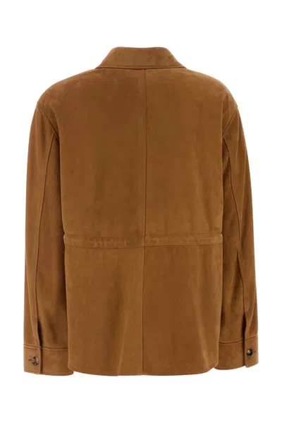 Loewe Suede Jacket In Tan