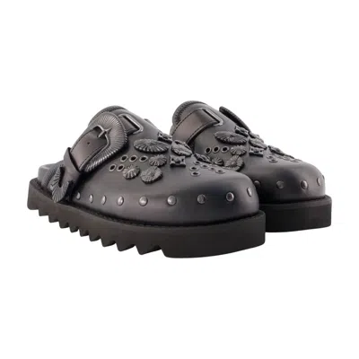 Toga Pulla Studded Leather Mule In Black