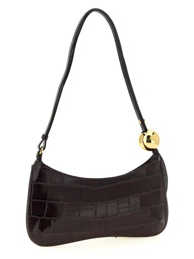 Jacquemus Le Bisou Perle Croc-effect Leather Shoulder Bag In Bordeaux