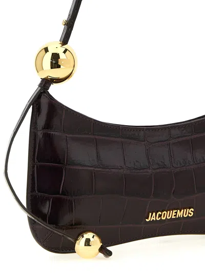 Jacquemus Le Bisou Perle Croc-effect Leather Shoulder Bag In Bordeaux