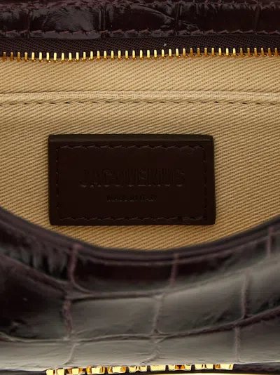 Jacquemus Le Bisou Perle Croc-effect Leather Shoulder Bag In Bordeaux
