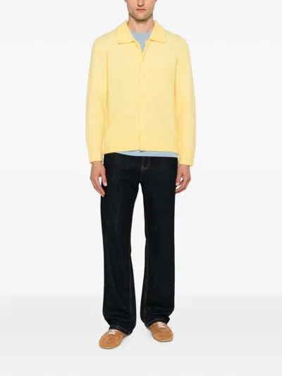 Sandro Wing-collar Buttoned Cardigan In Yellow