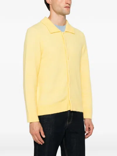 Sandro Wing-collar Buttoned Cardigan In Yellow