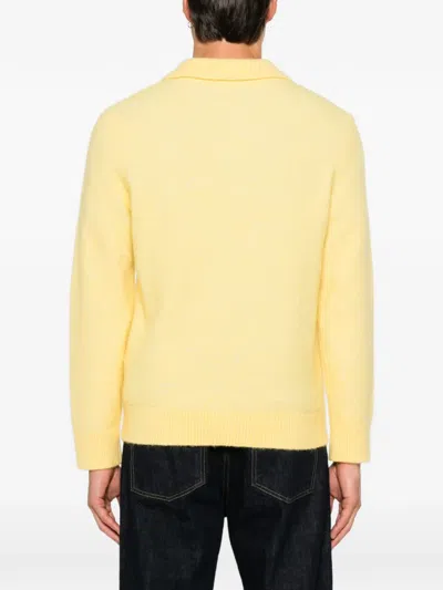 Sandro Wing-collar Buttoned Cardigan In Yellow