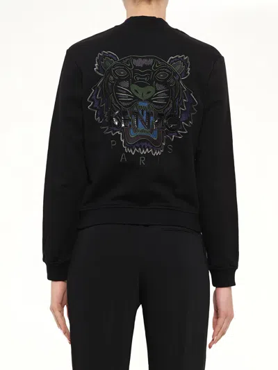 Kenzo Tiger-embroidered Bomber Jacket In Black