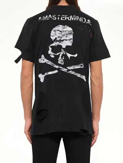 Mastermind Japan Distressed Logo-print T-shirt In Black