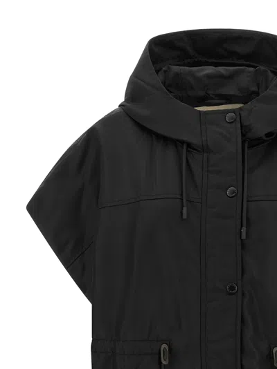 Weekend Max Mara Wkdorigano Quilted Hooded Gilet In Black