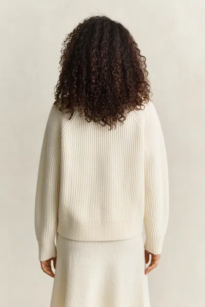 Gant Buttoned Lambswool Sweater In Cream
