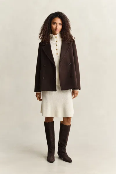 Gant Buttoned Lambswool Sweater In Cream