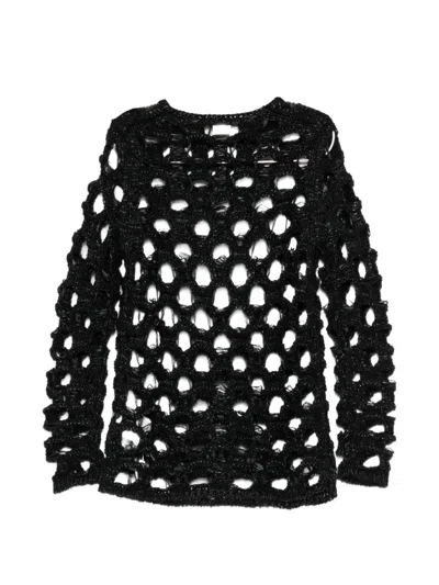 Black Comme Des Garçons Openwork Sweater In Black