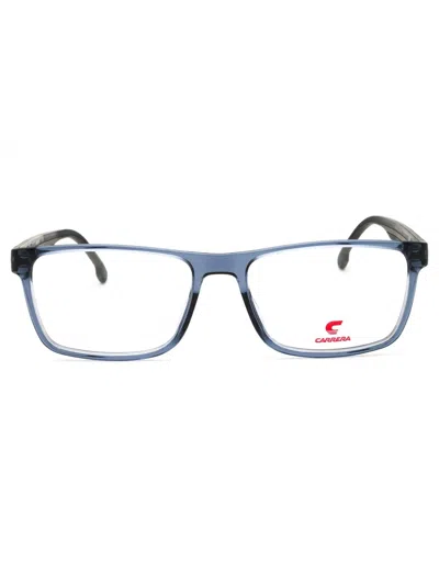 Carrera Rectangle-frame Glasses In Blue Grey/clear Demo Lens