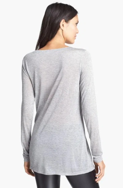 Leith Long Sleeve Sheer Tunic In Heather Grey