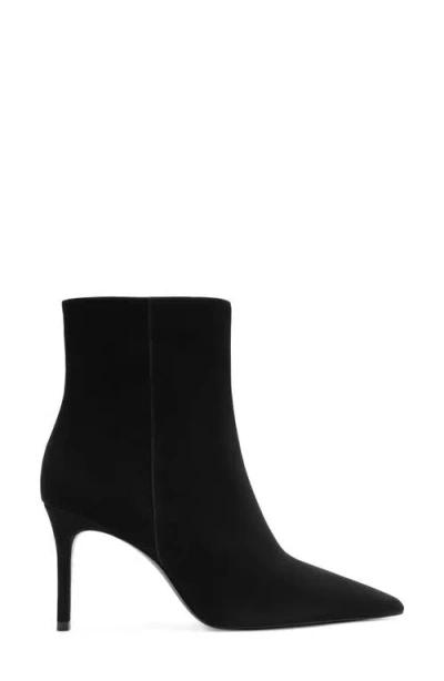 Schutz Mikki Mid Pointed Toe Bootie In Black Suede